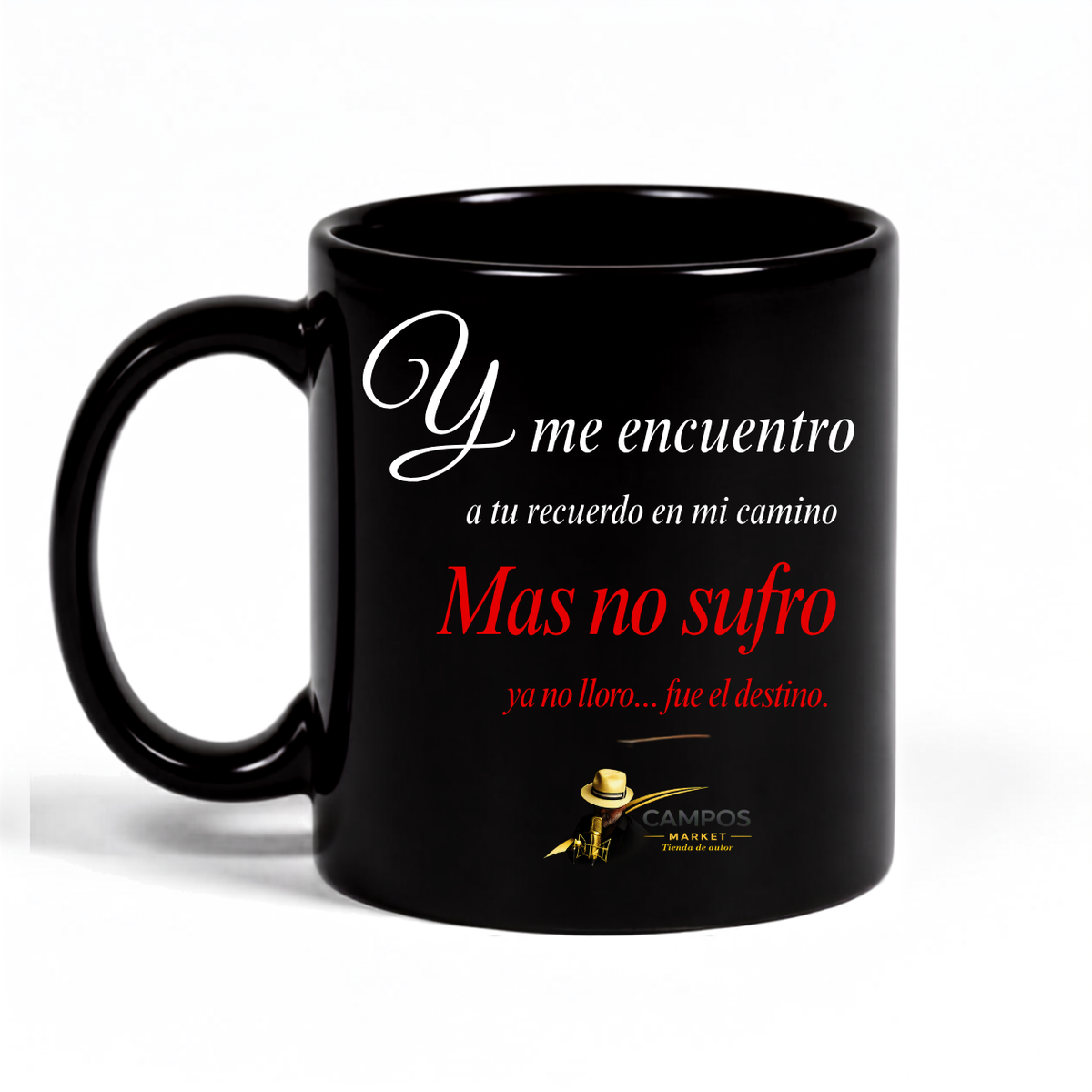 taza negra brillante cayendo telones
