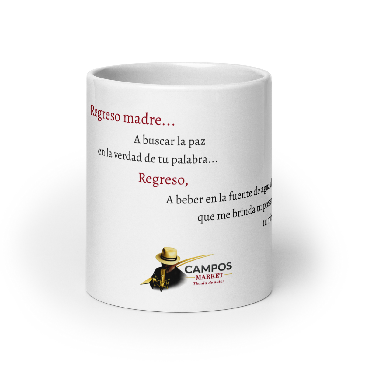 Taza blanca brillante la esperanza del regreso