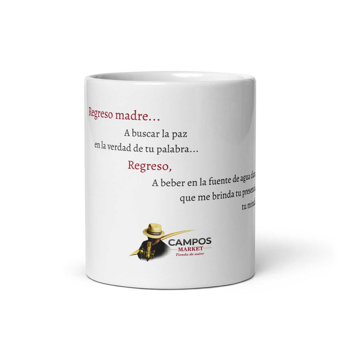 Taza blanca brillante la esperanza del regreso