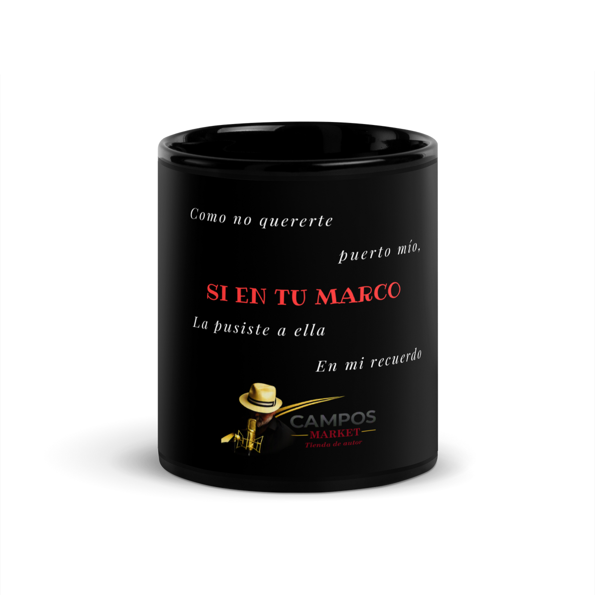 Taza negra brillante En tu marco