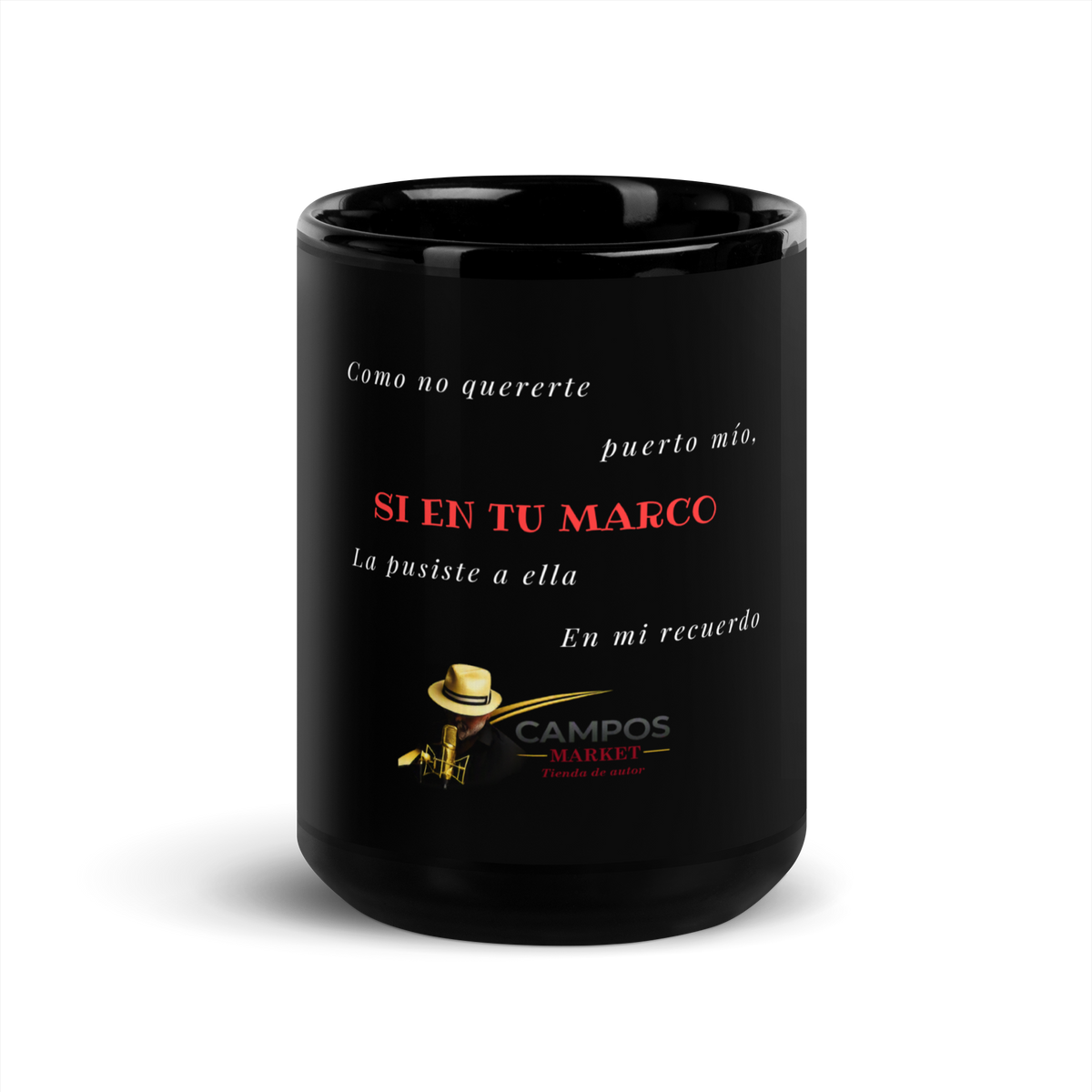 Taza negra brillante En tu marco