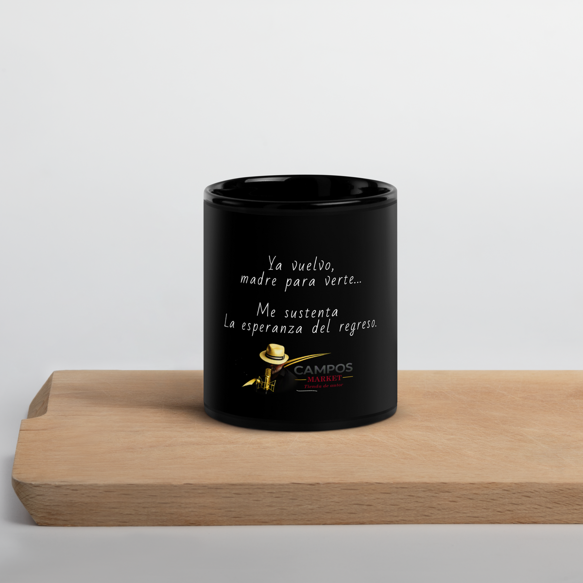 Taza negra brillante La esperanza del regreso