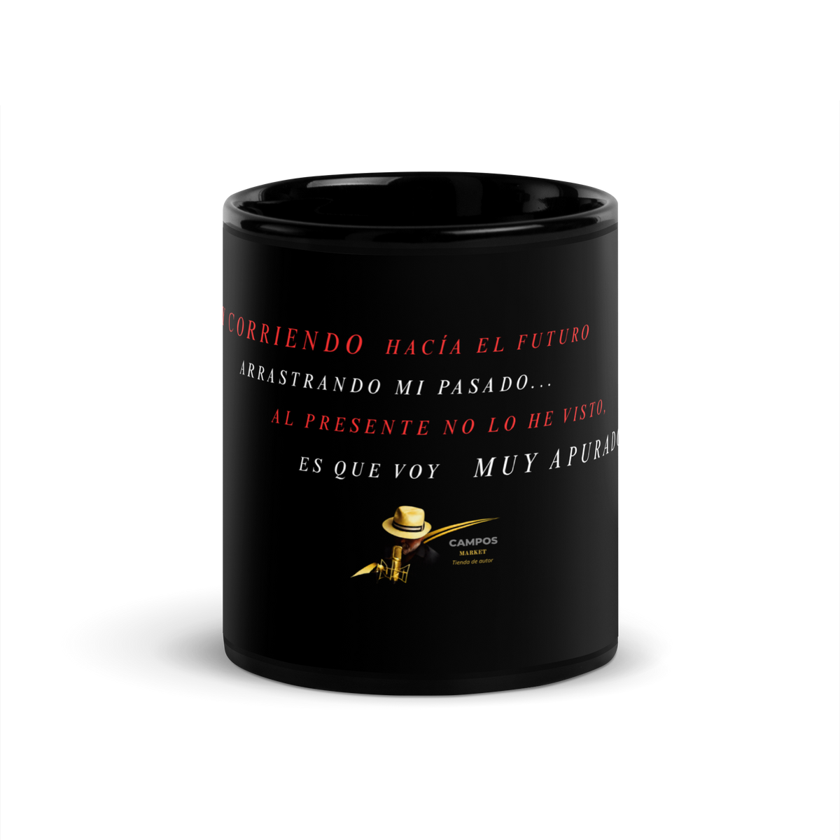 Taza negra brillante apurado
