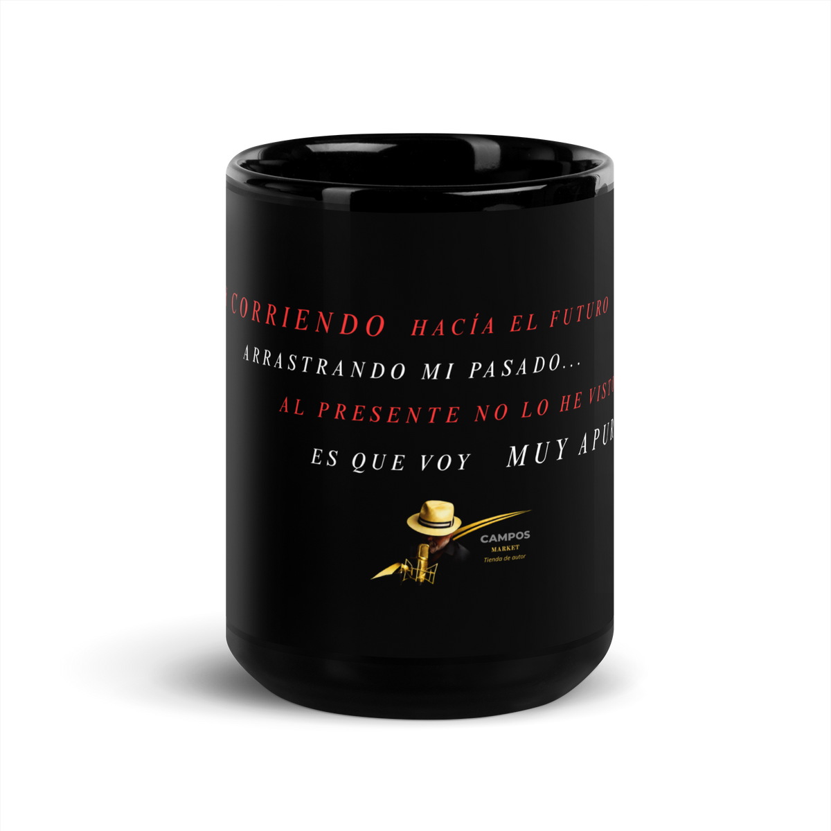 Taza negra brillante apurado