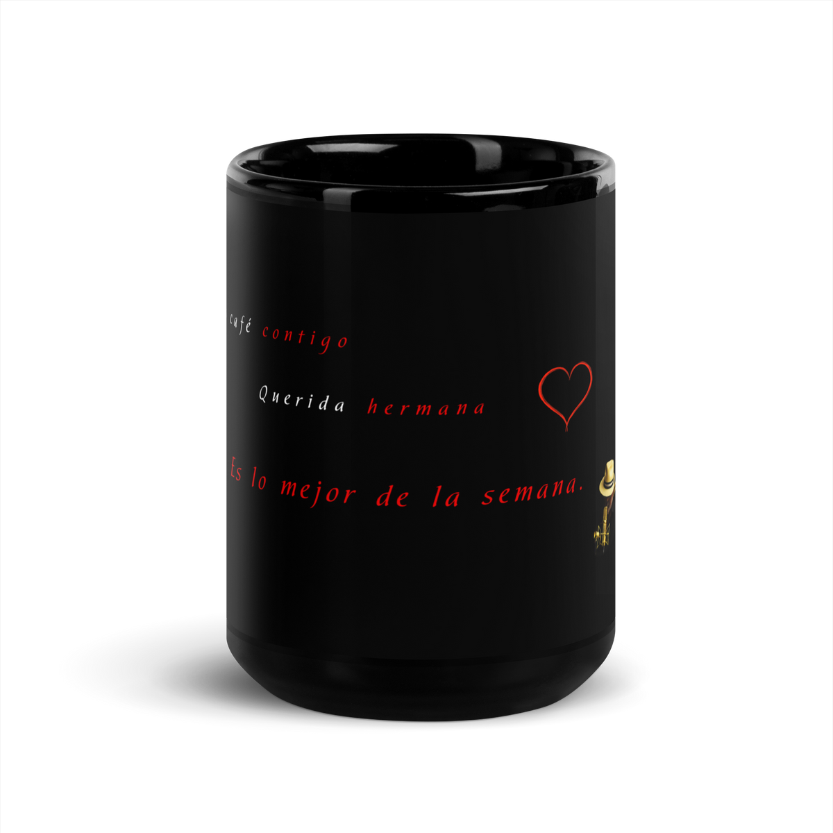 Taza negra brillante Querida Hermana