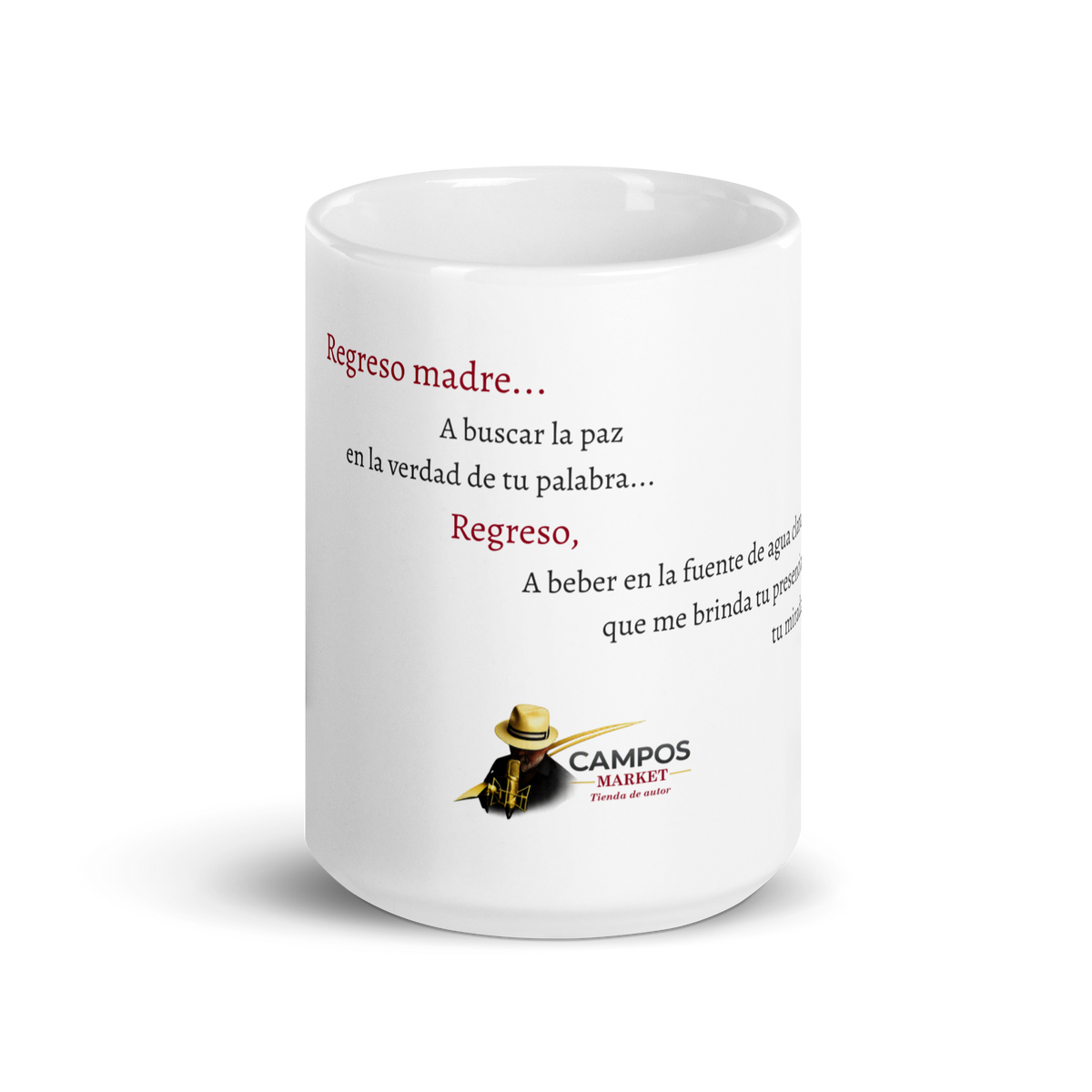 Taza blanca brillante la esperanza del regreso