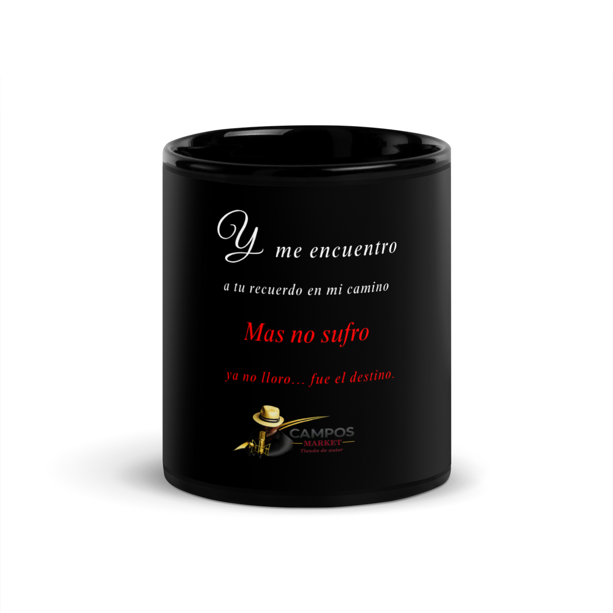 taza negra brillante cayendo telones