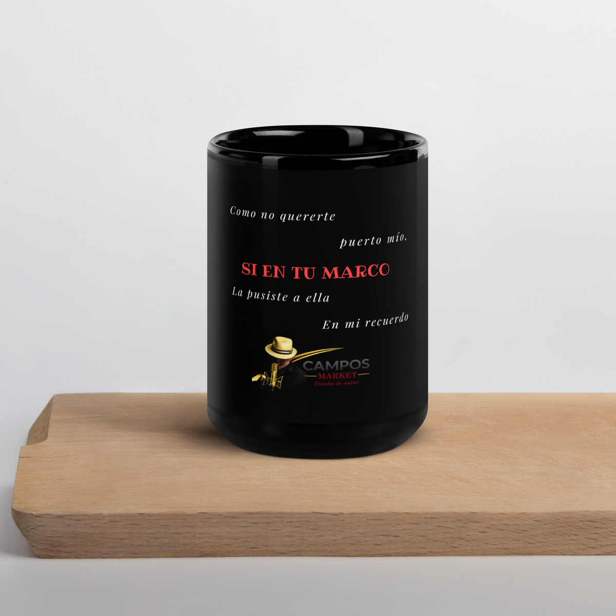 Taza negra brillante En tu marco