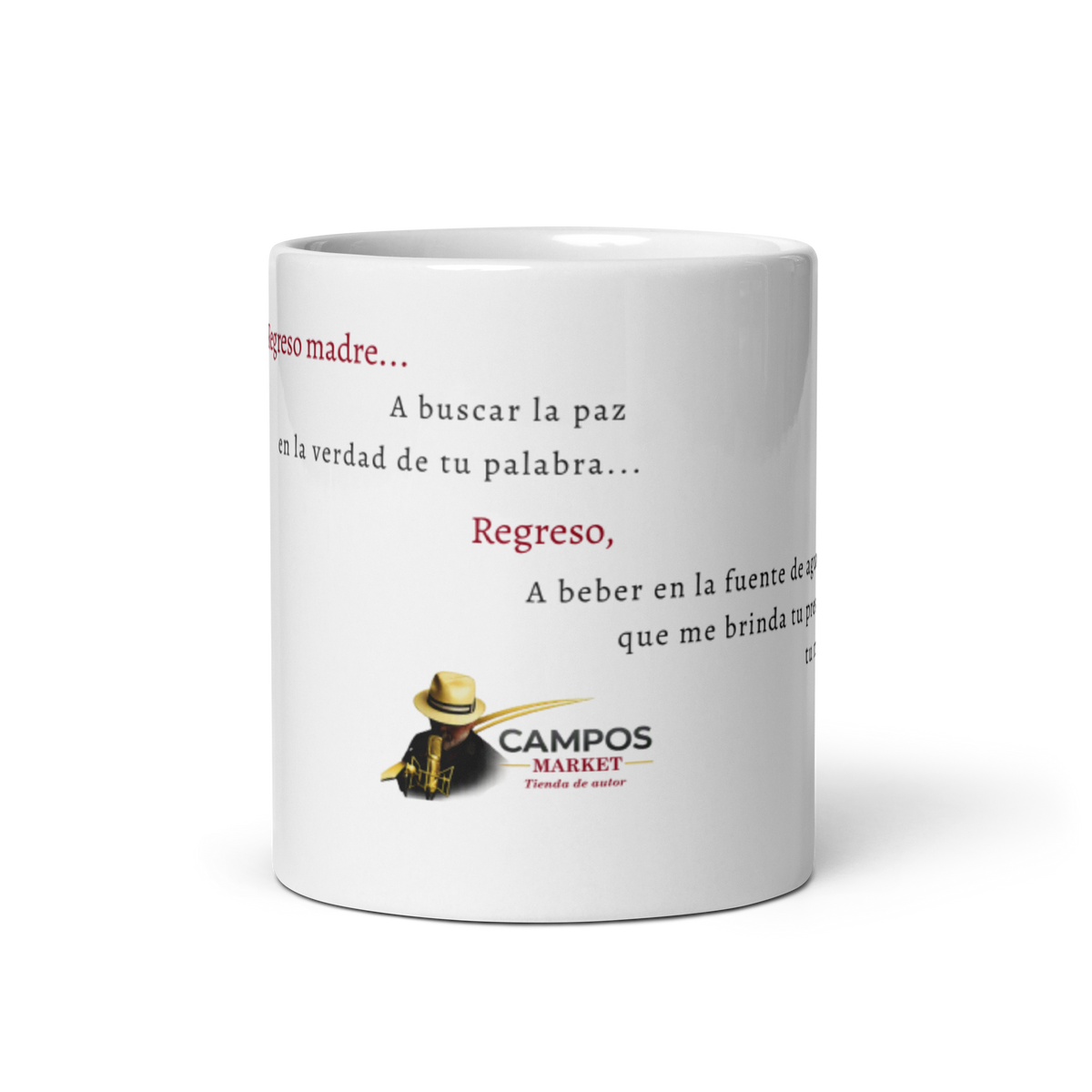 Taza blanca brillante la esperanza del regreso
