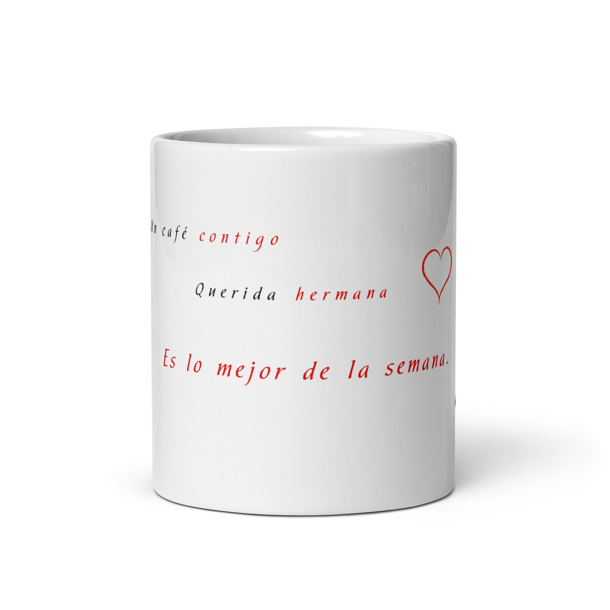 Taza blanca brillante Querida hermana