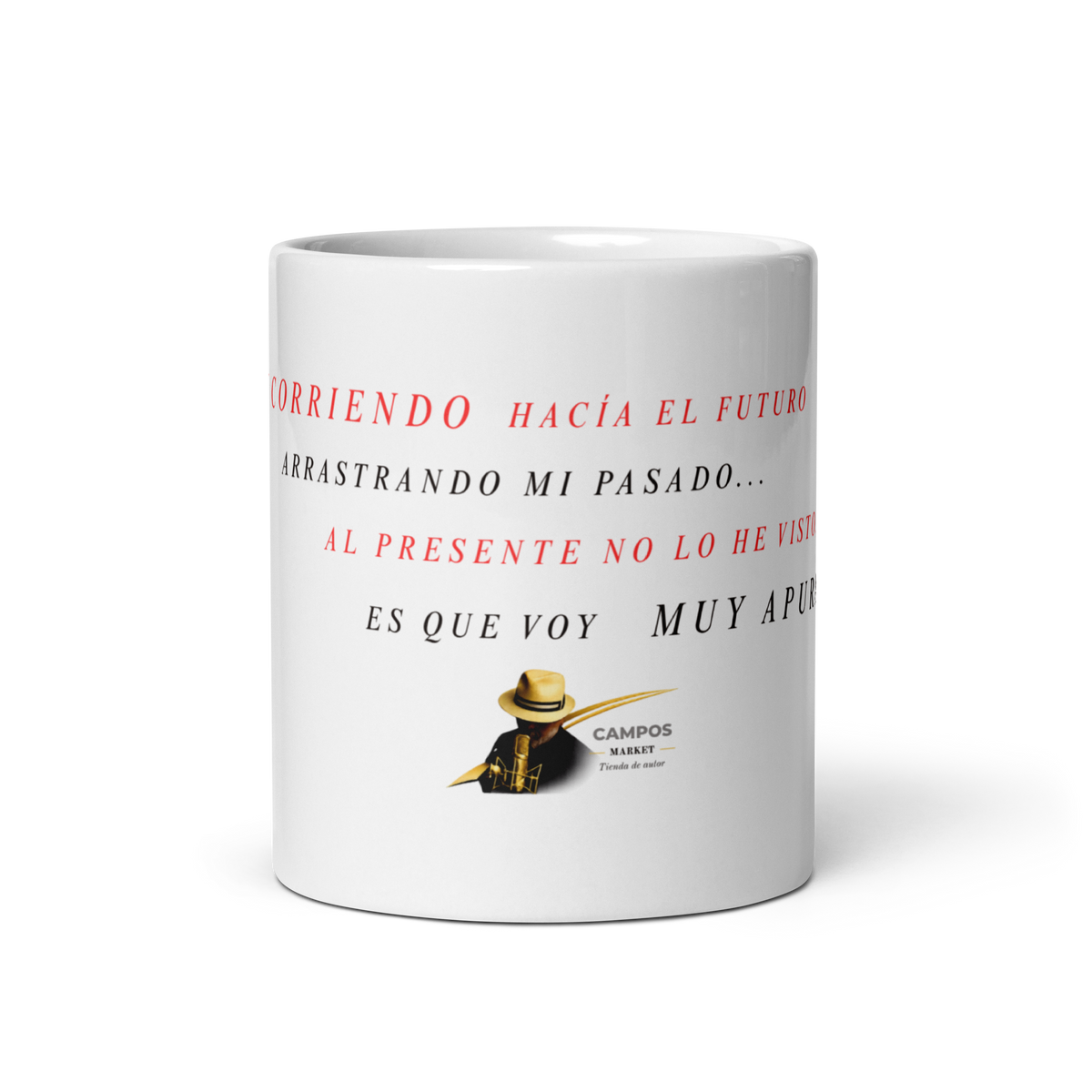 taza blanca brillante Muy apurado
