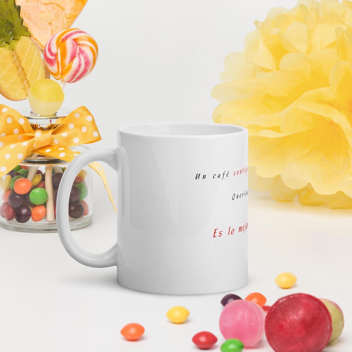 Taza blanca brillante Querida hermana