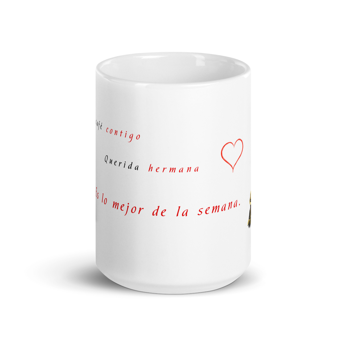 Taza blanca brillante Querida hermana