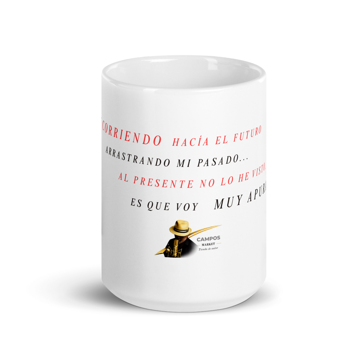 taza blanca brillante Muy apurado