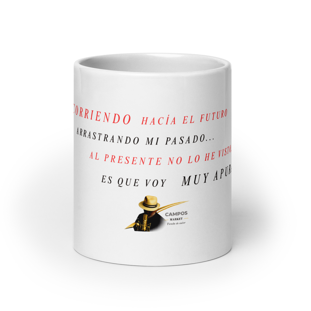 taza blanca brillante Muy apurado